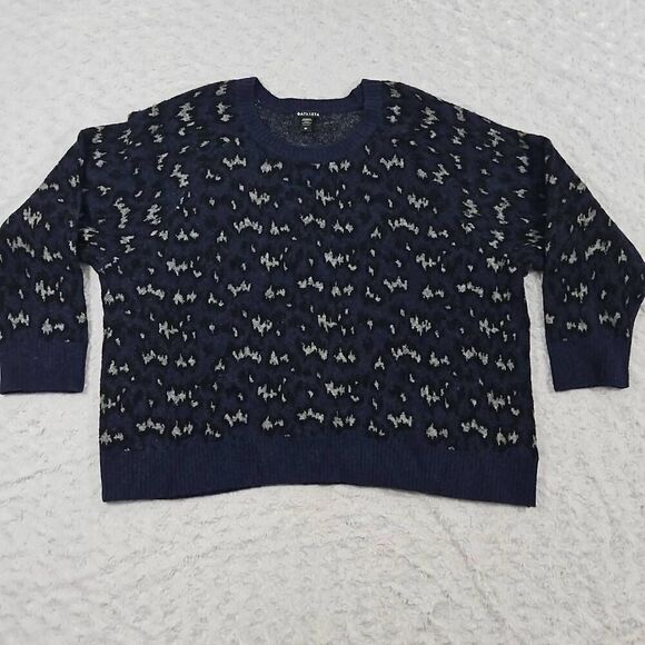 Athleta Size 3X Hawthorn textured crew sweater black blue animal print Womens - Picture 1 of 6